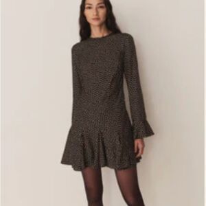 Doen Black and White Long Sleeve Dress